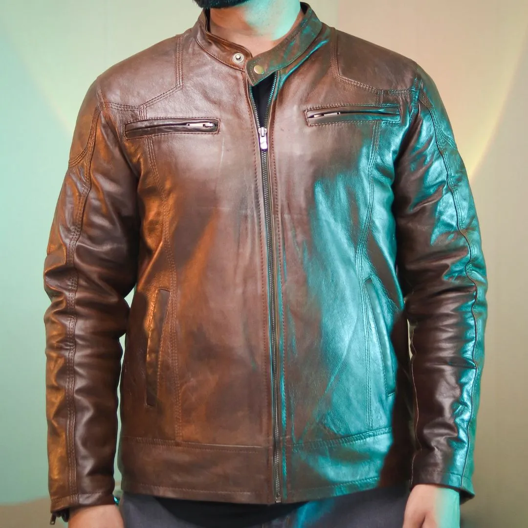 Terry Brown – Sheep Leather Jacket (1737) – Triple Stitched