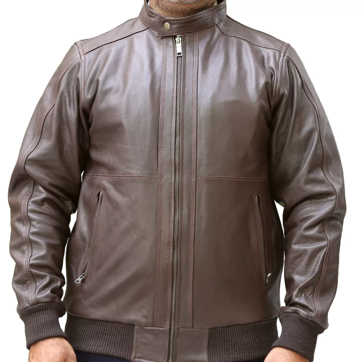 Plain Leather Jacket for Men – Dark Brown
