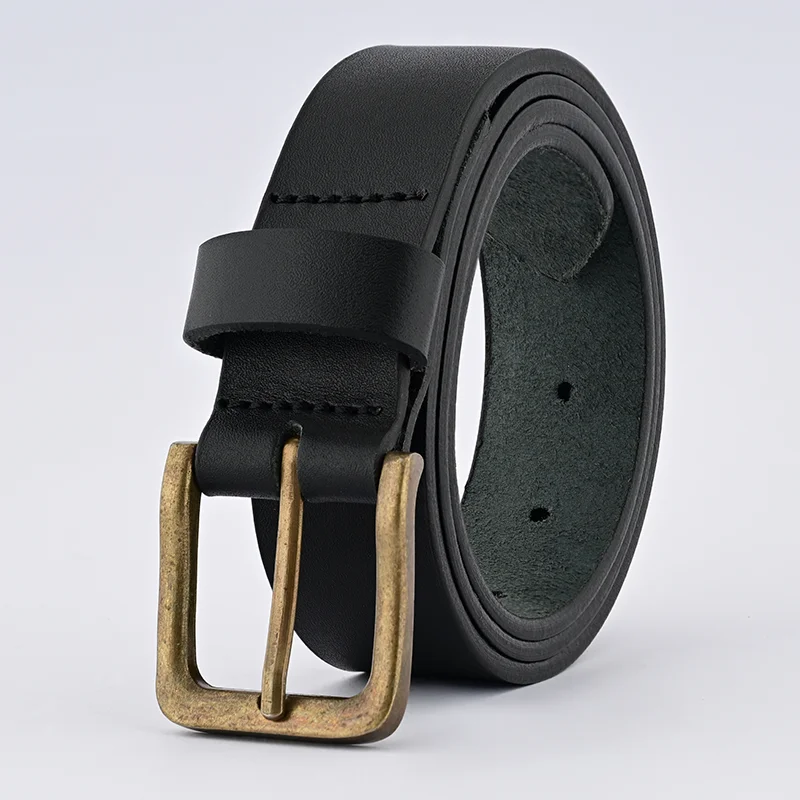Black Leather Belt with Antique Buckle