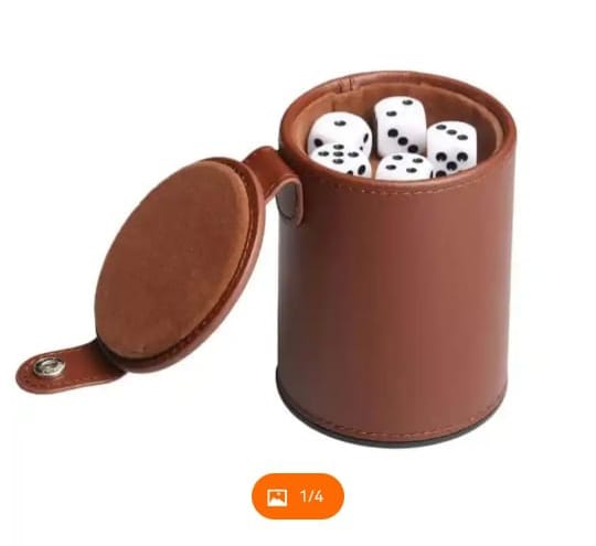 Wholesale Real leather Dice Cup Set with Storage Compartment Felt Lined Shaker Includes 5 Dot Dices